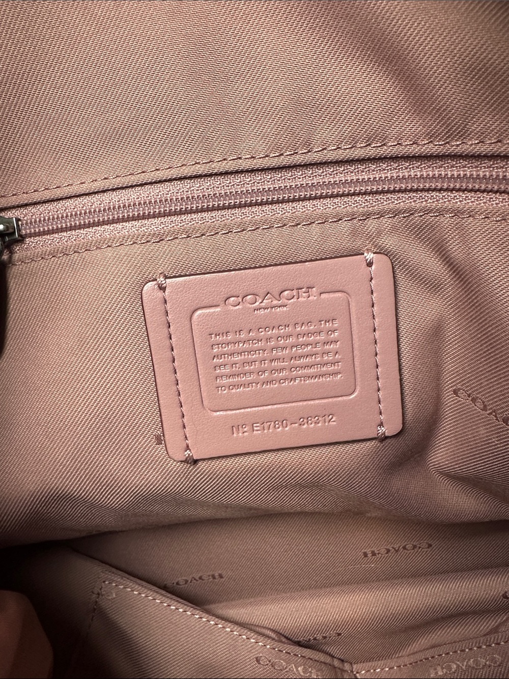 Coach Purse Dusty Rose Leather Tote Bag Over the Shoulder - Picture 10 of 14